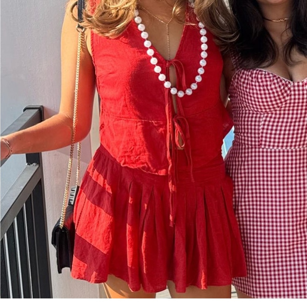 Free People Red Mini Skirt